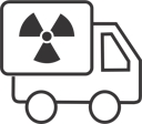 Transporte especializado de materiais radioativos conforme a legislação. 